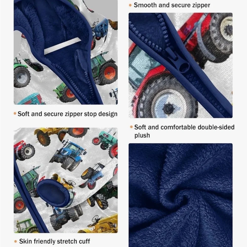 166 NWTFEIFEIYU Fleece Zip‎ Up Jacket with Hood - Size: 6Y